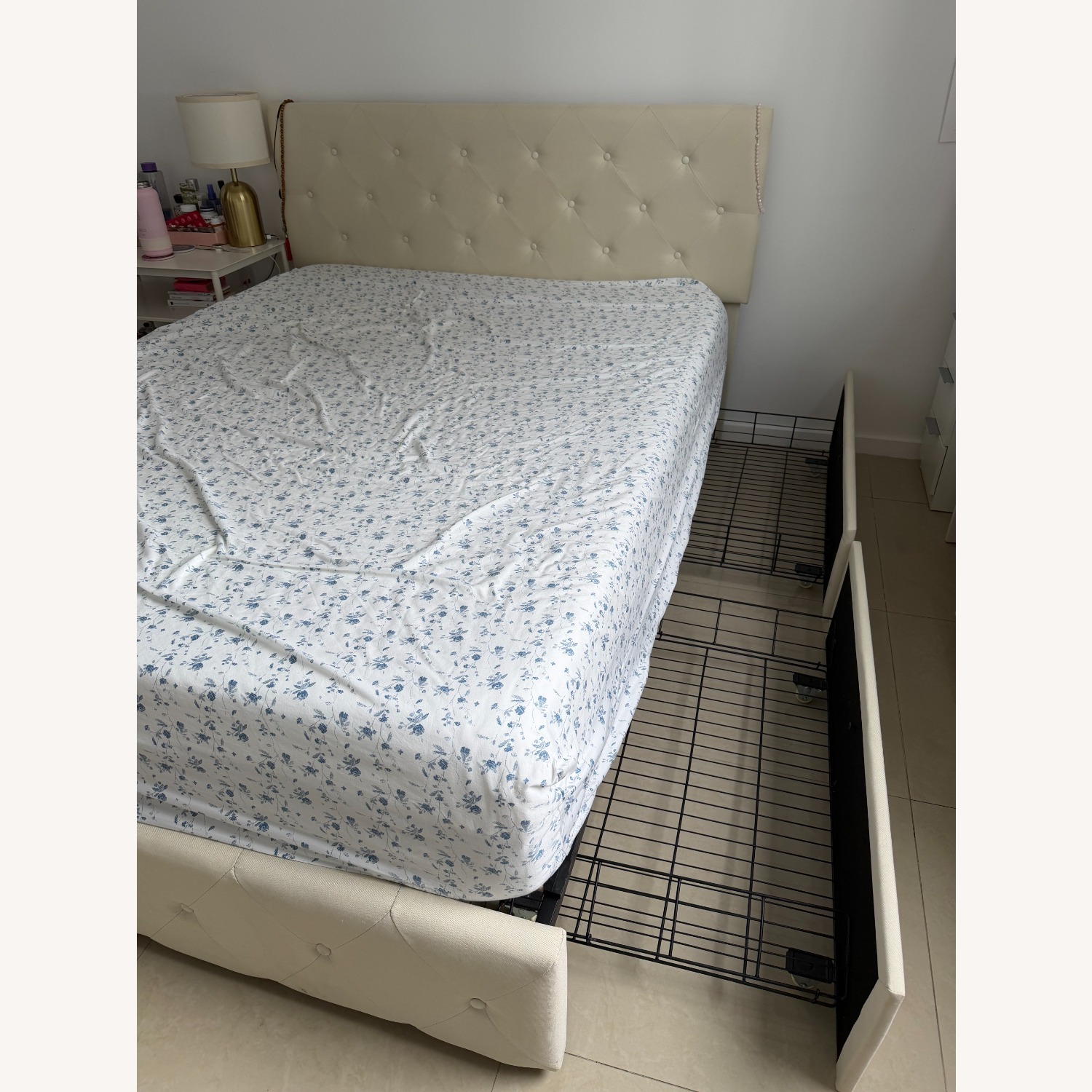 Wayfair Andam Natural Linen Queen Bed - image-1