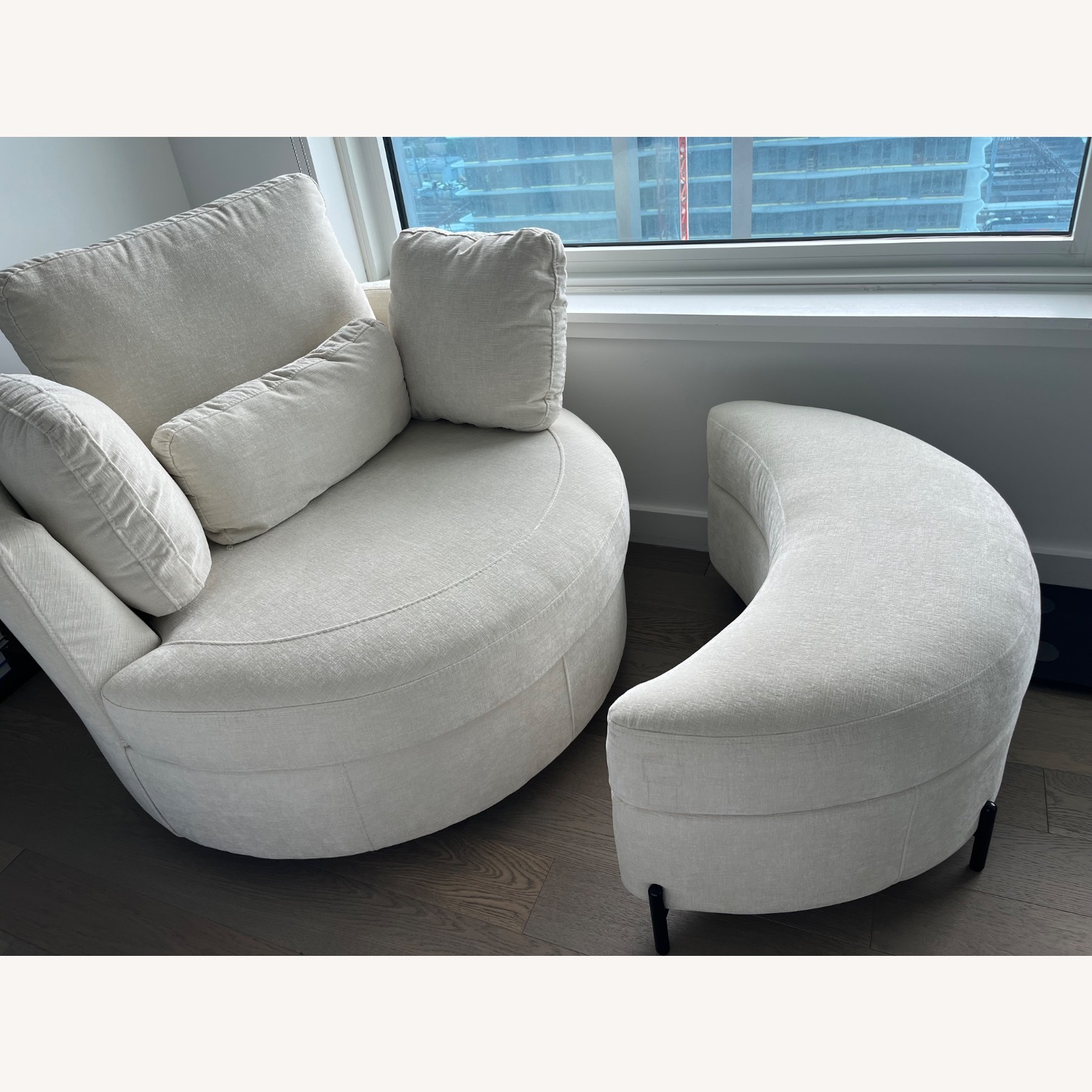 Wayfair Fabric Kavonta Upholstered Swivel Barrel Chair with Ottoman - image-1
