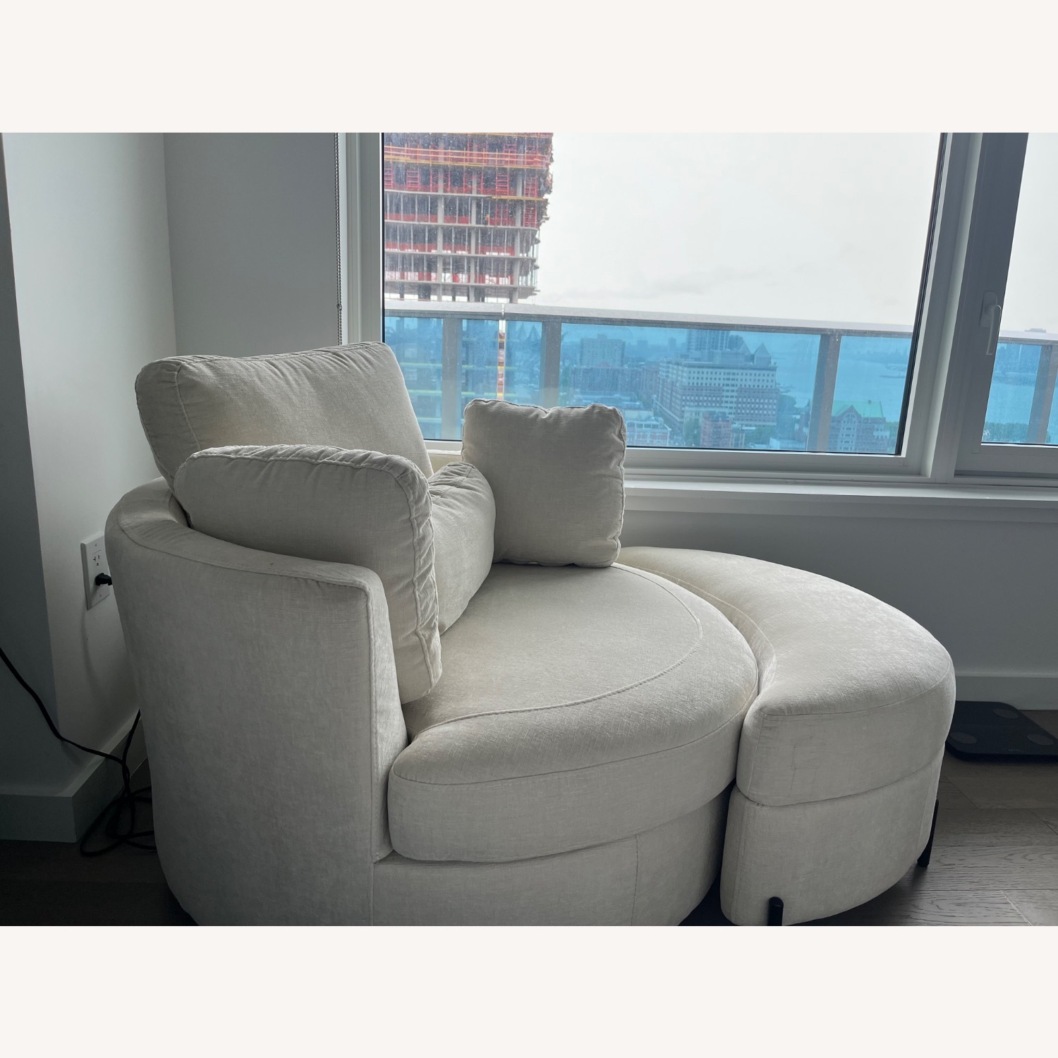 Wayfair Fabric Kavonta Upholstered Swivel Barrel Chair with Ottoman - image-2