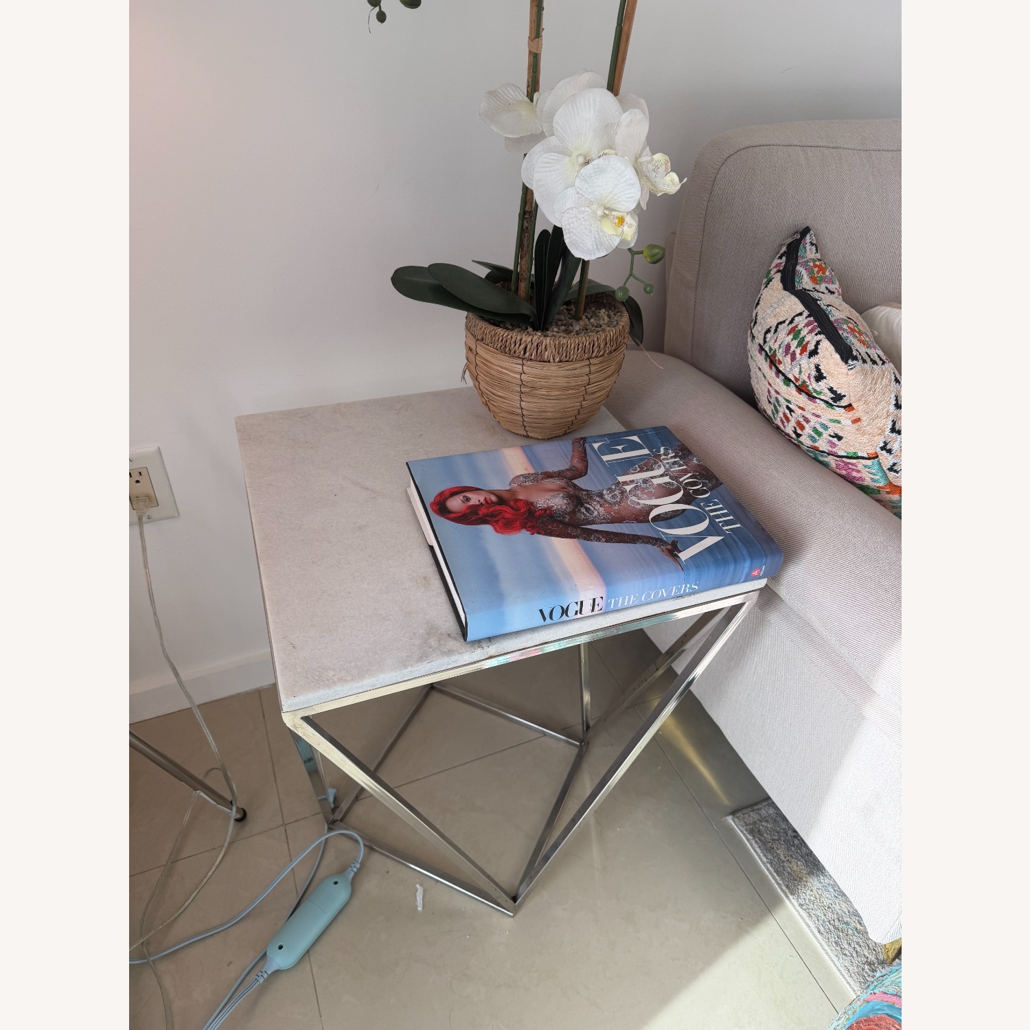 White Marble Side Table - image-3