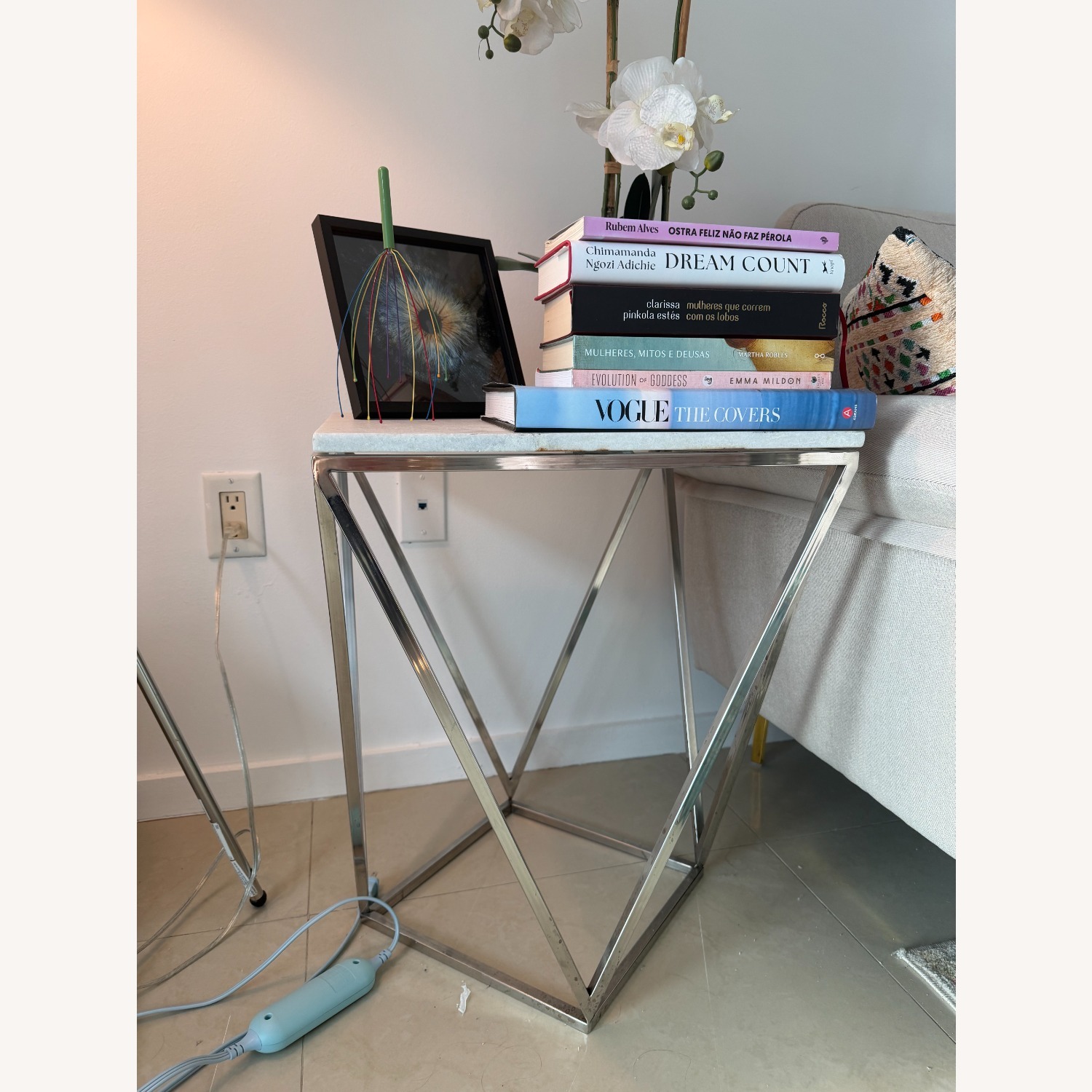 White Marble Side Table - image-2