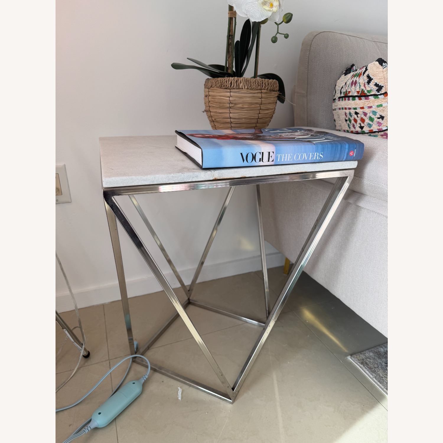 White Marble Side Table - image-1
