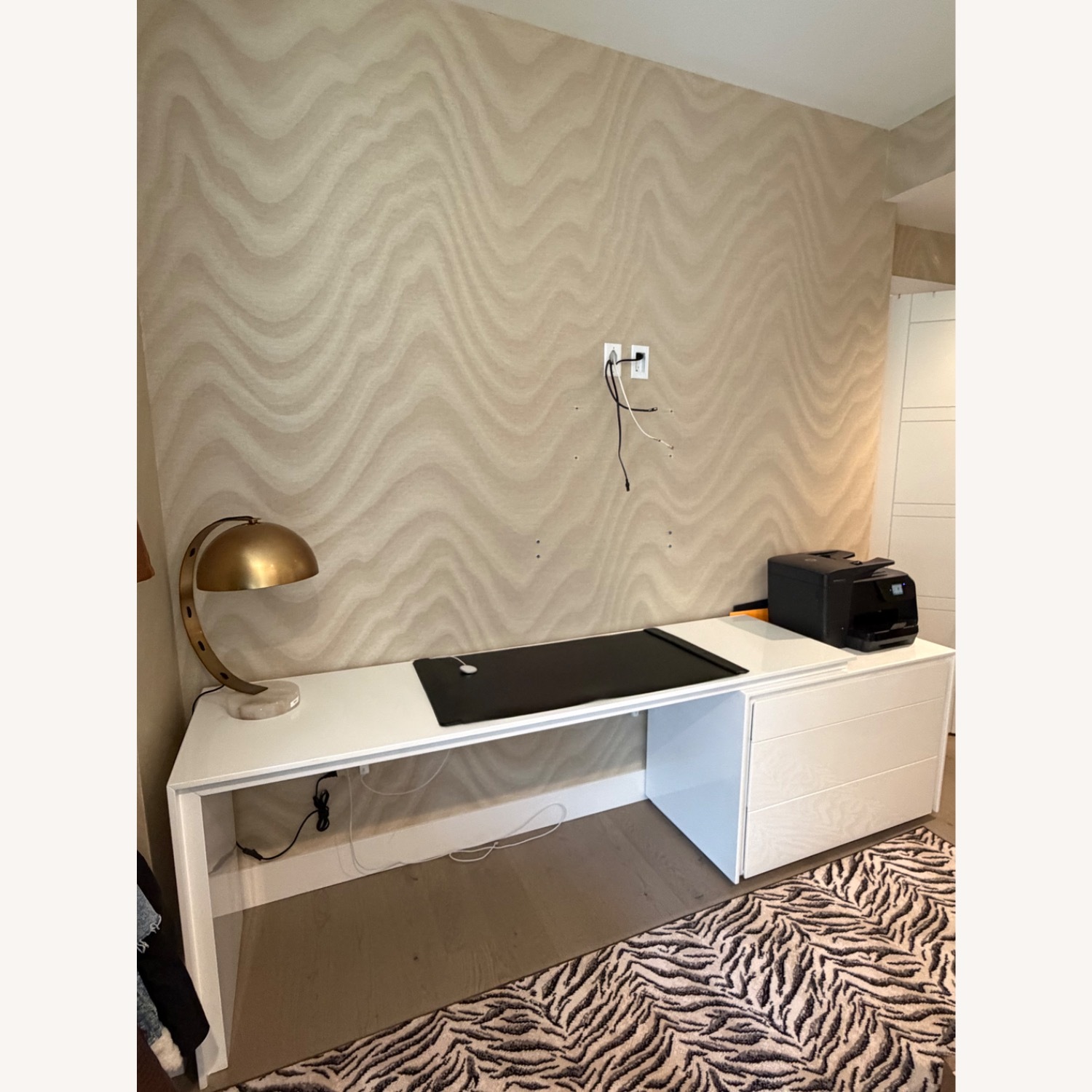 Modern White Desk/Storage Credenza - image-3