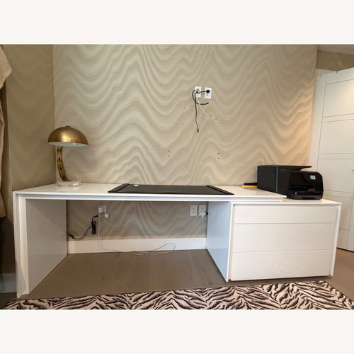 Used Modern White Desk/Storage Credenza for sale on AptDeco