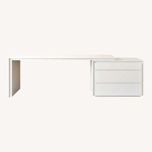 Used Modern White Desk/Storage Credenza for sale on AptDeco