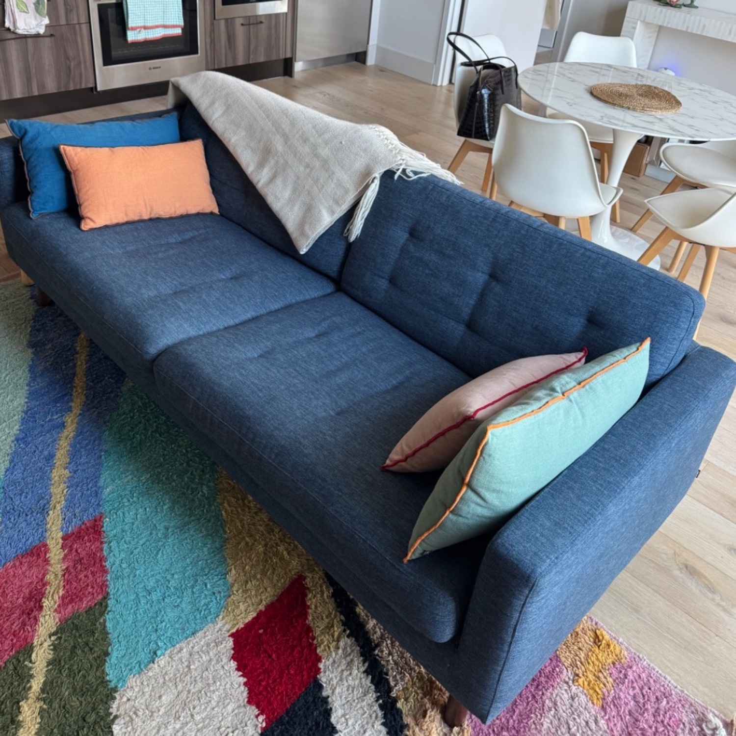 EQ3 Joan Sofa Blue Fabric 2 Seater Sofa - image-4