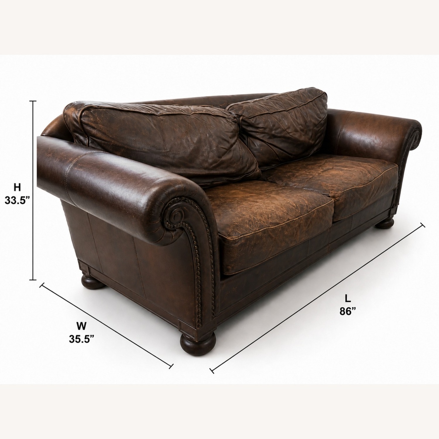 Bernhardt Dark Brown Leather 2 Seater Sofa - image-4