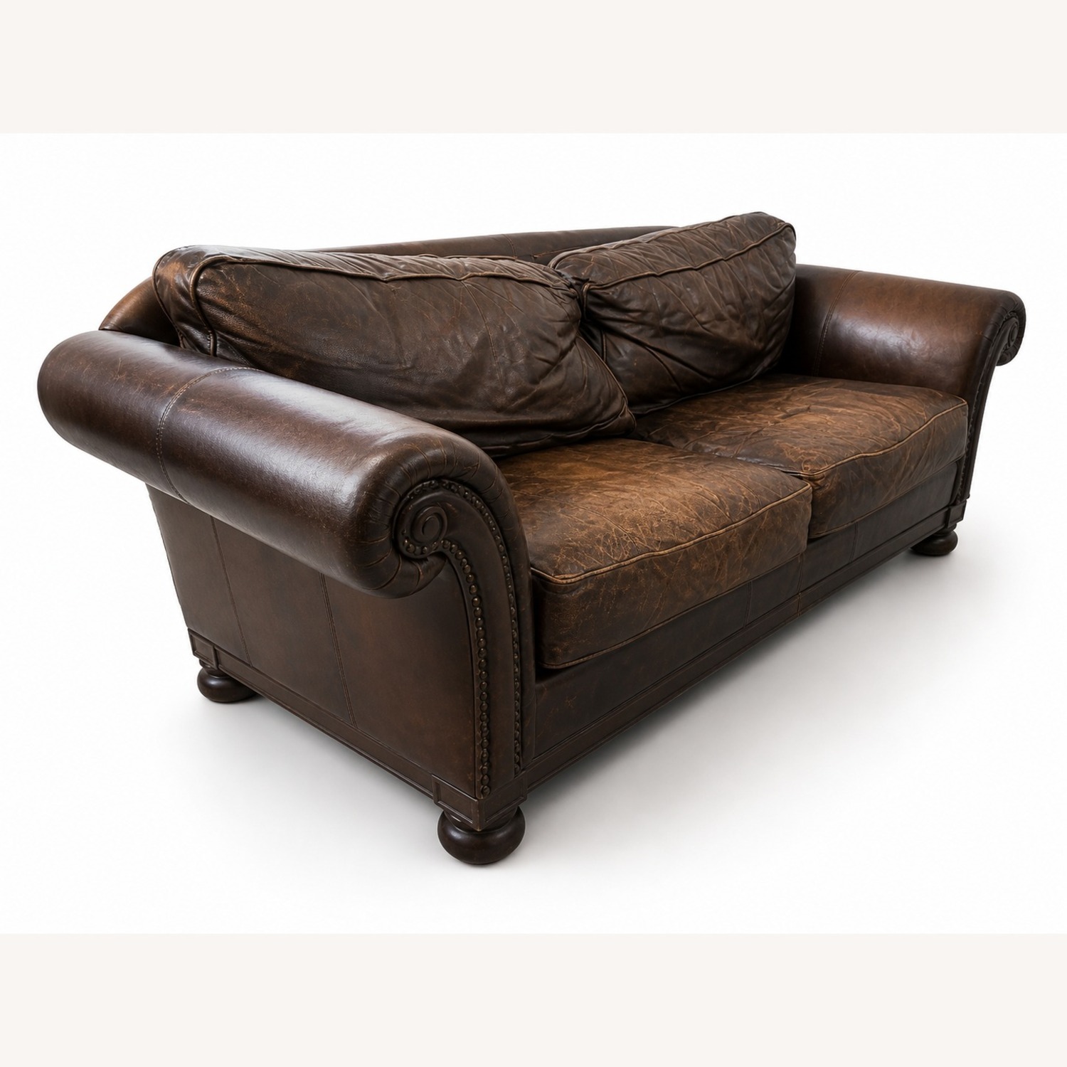 Bernhardt Dark Brown Leather 2 Seater Sofa - image-1
