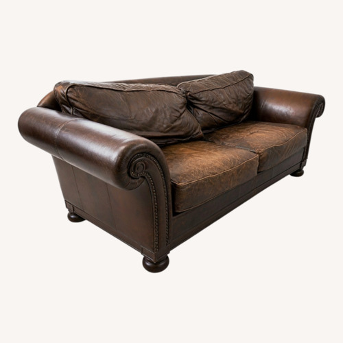 Used Bernhardt Dark Brown Leather 2 Seater Sofa for sale on AptDeco