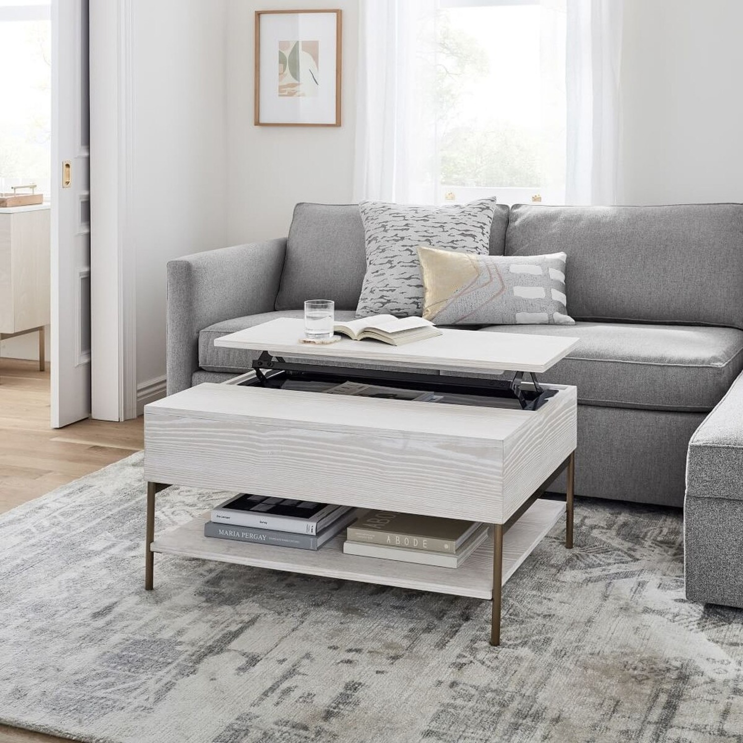 West Elm White Foundry Pop-Up Coffee Table - image-6