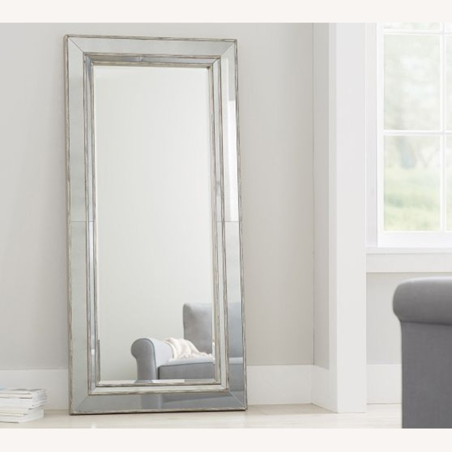 Pottery Barn Silver Glass Wall Mirror - image-5