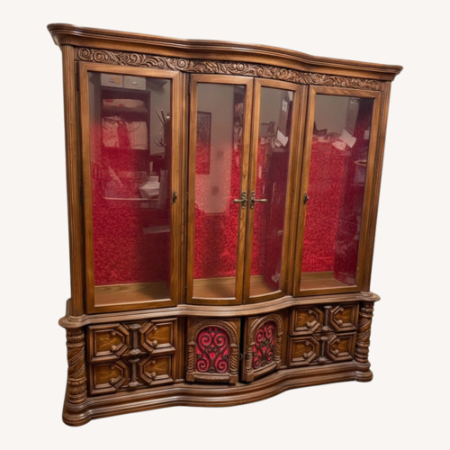 Used Large Vintage Antique China Cabinet Wood & Glass for sale on AptDeco