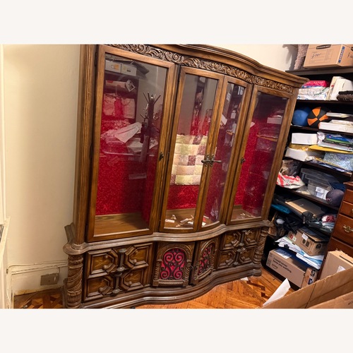 Used Large Vintage Antique China Cabinet Wood & Glass for sale on AptDeco
