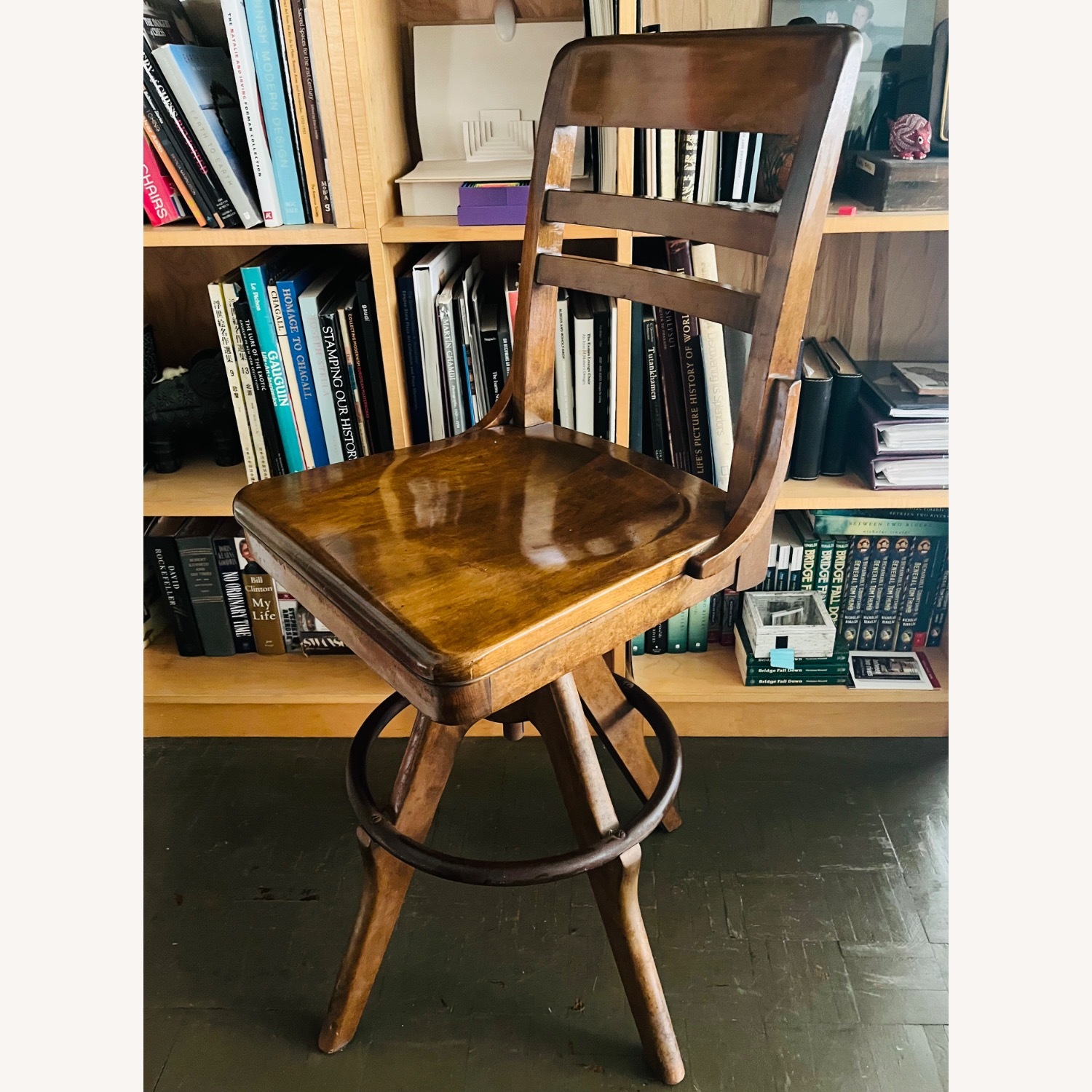Vintage Drafting Stool Swivel Chair Gunlocke 1940s - image-3