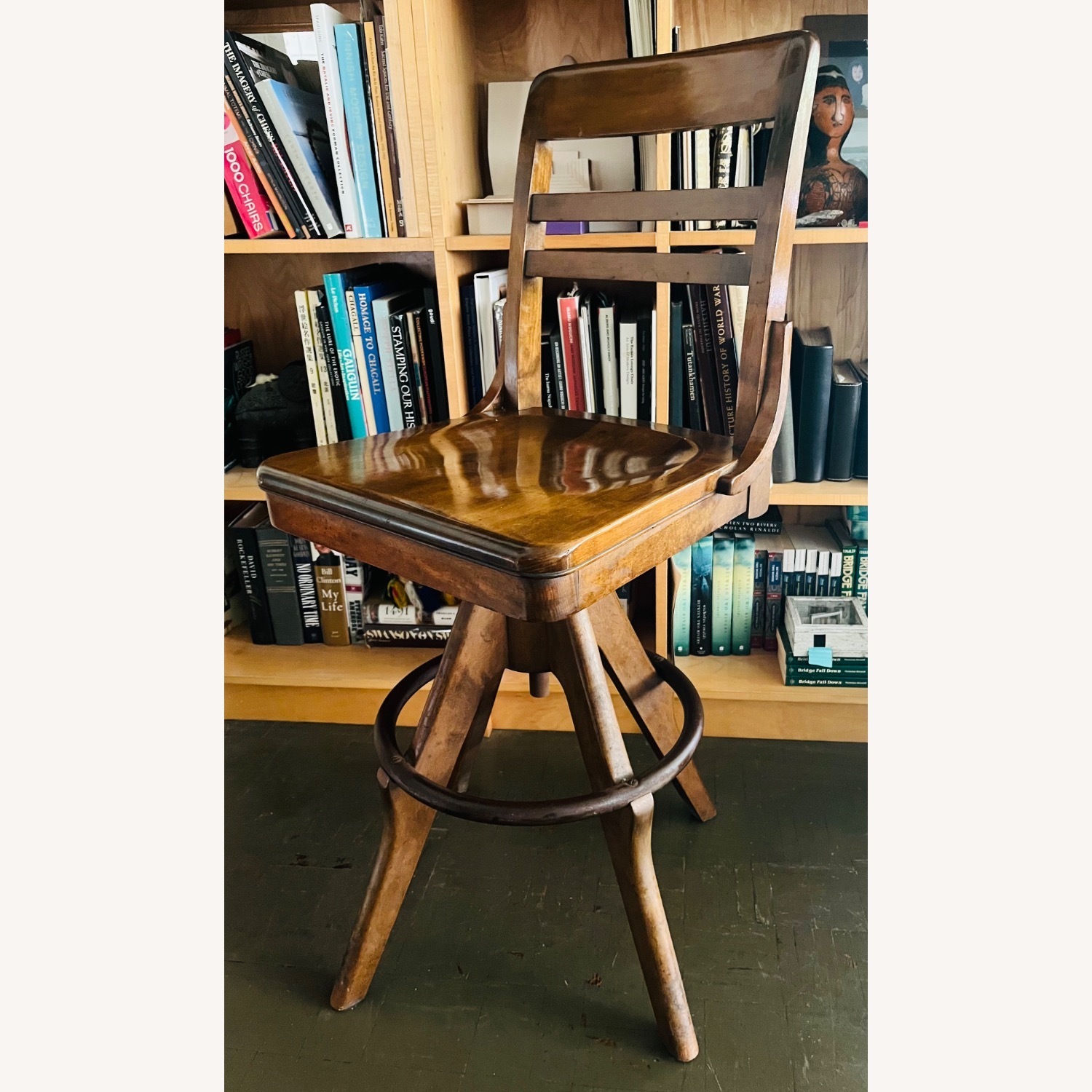 Vintage Drafting Stool Swivel Chair Gunlocke 1940s - image-1