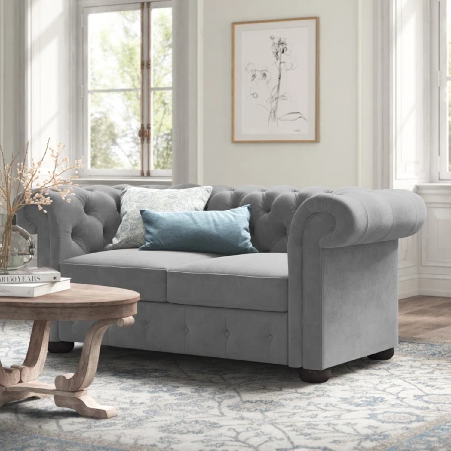 Wayfair Light Gray Fabric 2 Seater Sofa - image-4