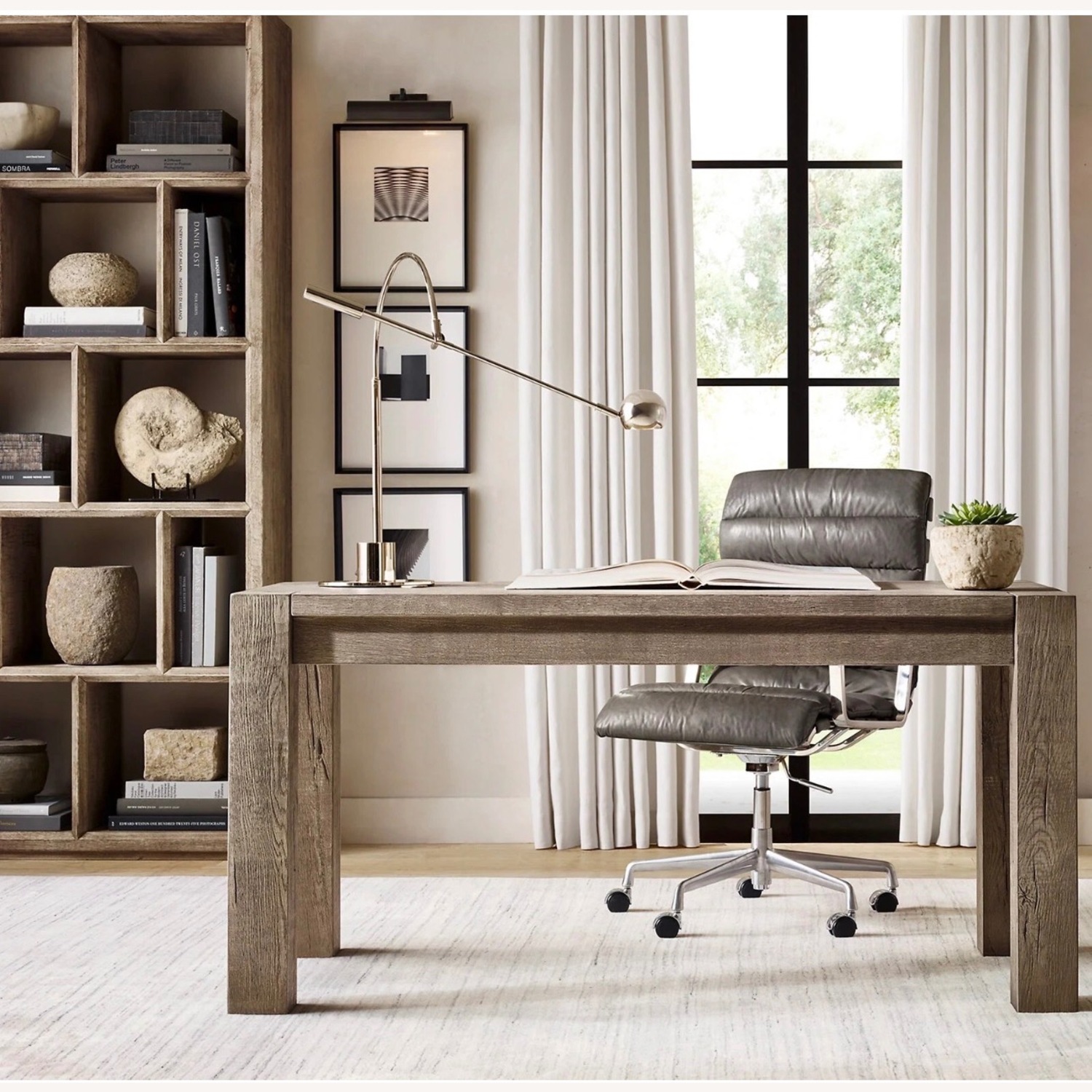 Restoration Hardware Oviedo Office Black Leather - image-9