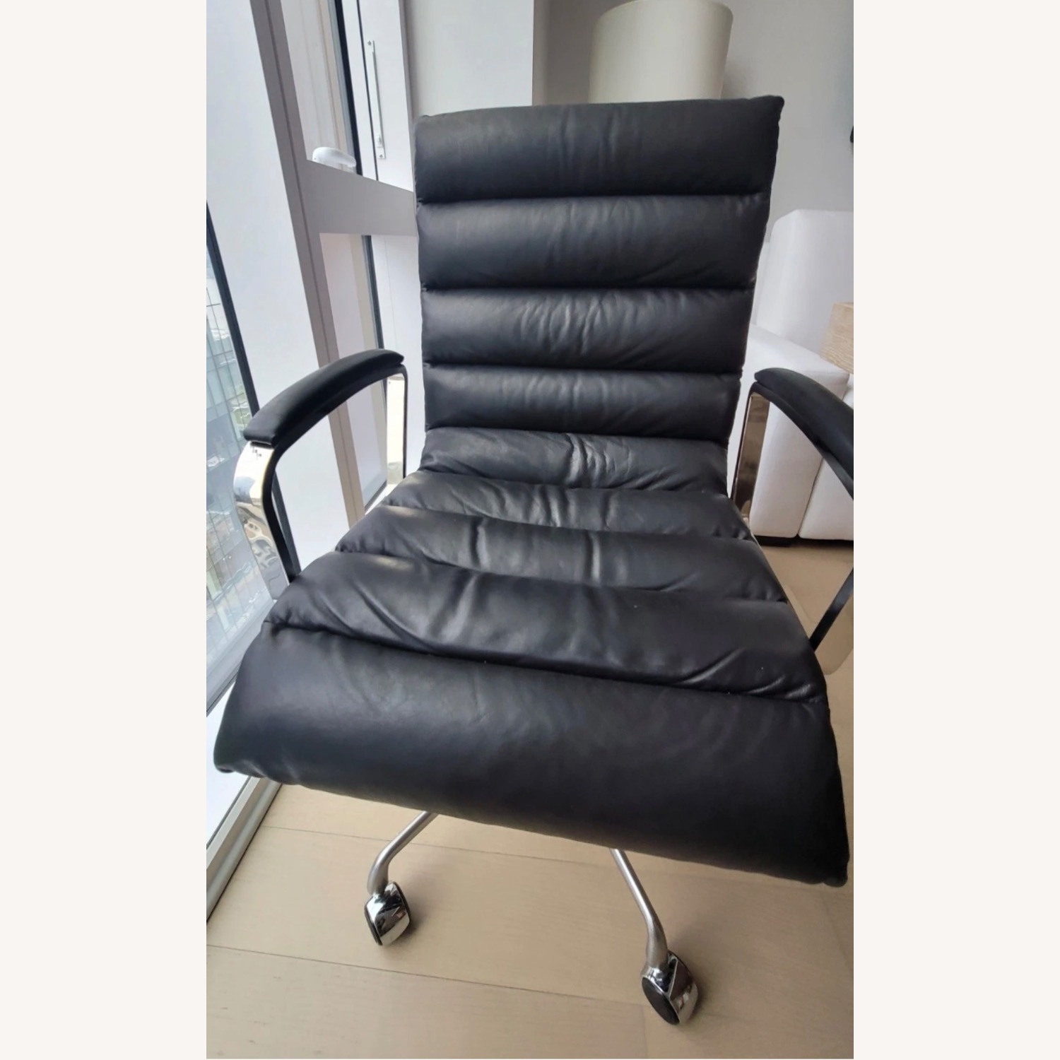 Restoration Hardware Oviedo Office Black Leather - image-5