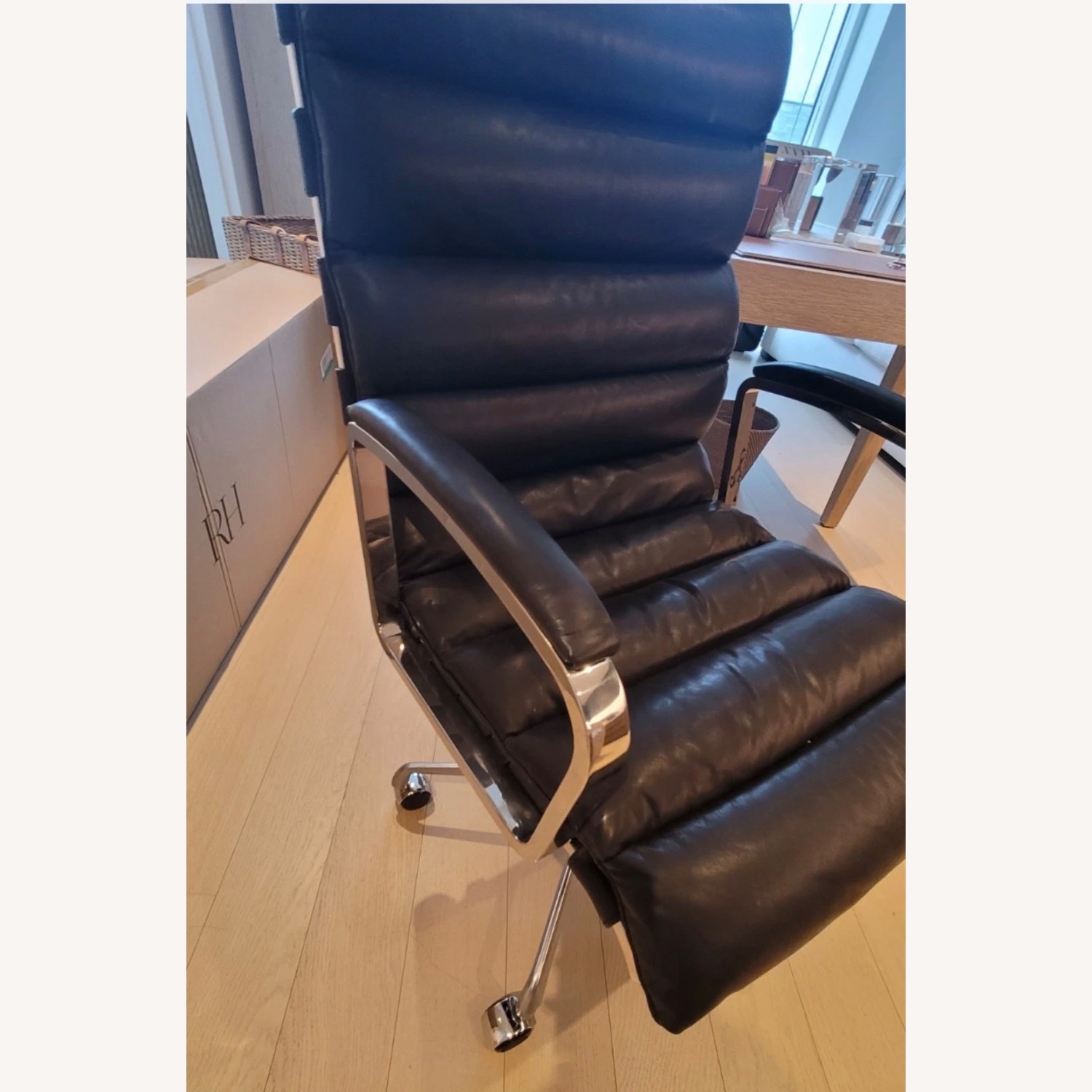 Restoration Hardware Oviedo Office Black Leather - image-2