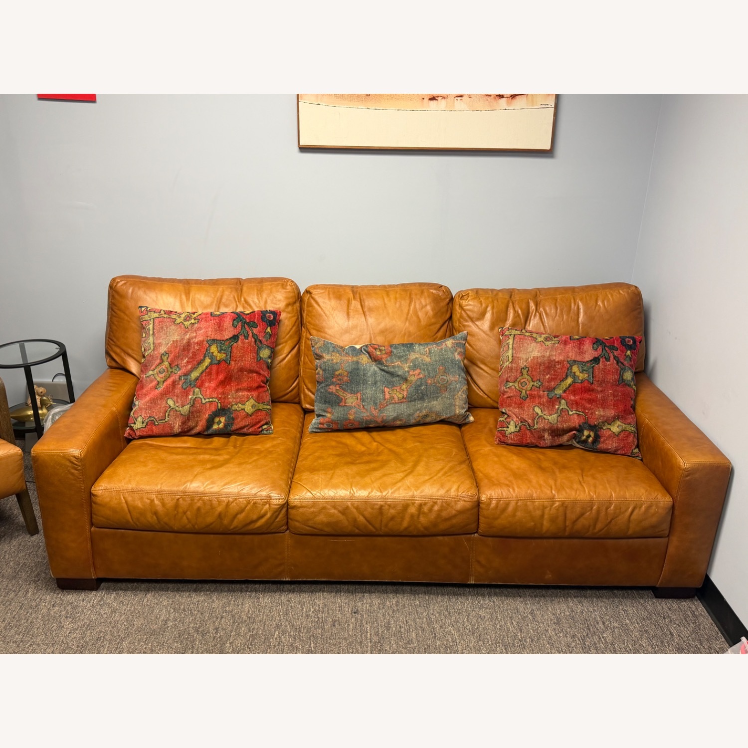 Pottery Barn Light Brown Leather 3+ Seater Sofa - image-1