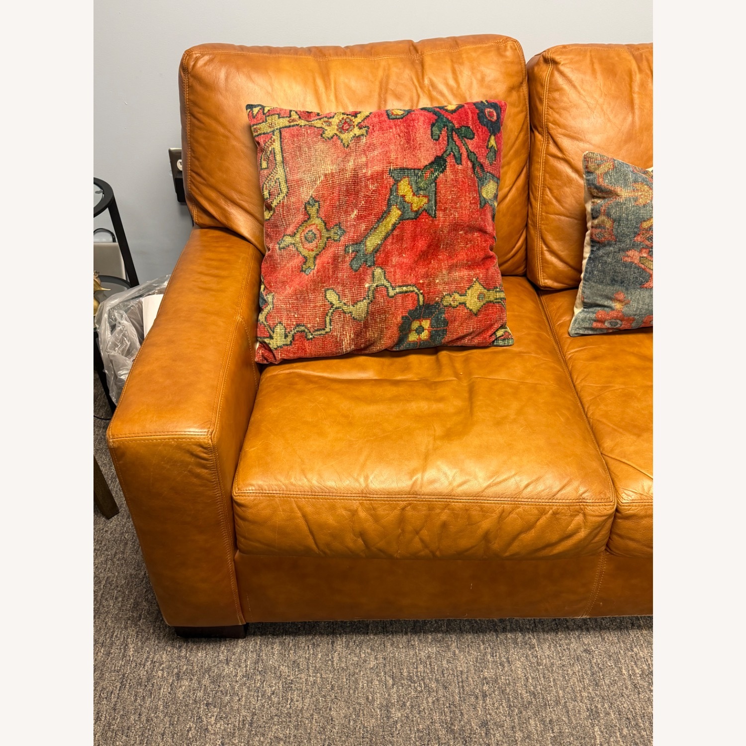 Pottery Barn Light Brown Leather 3+ Seater Sofa - image-2