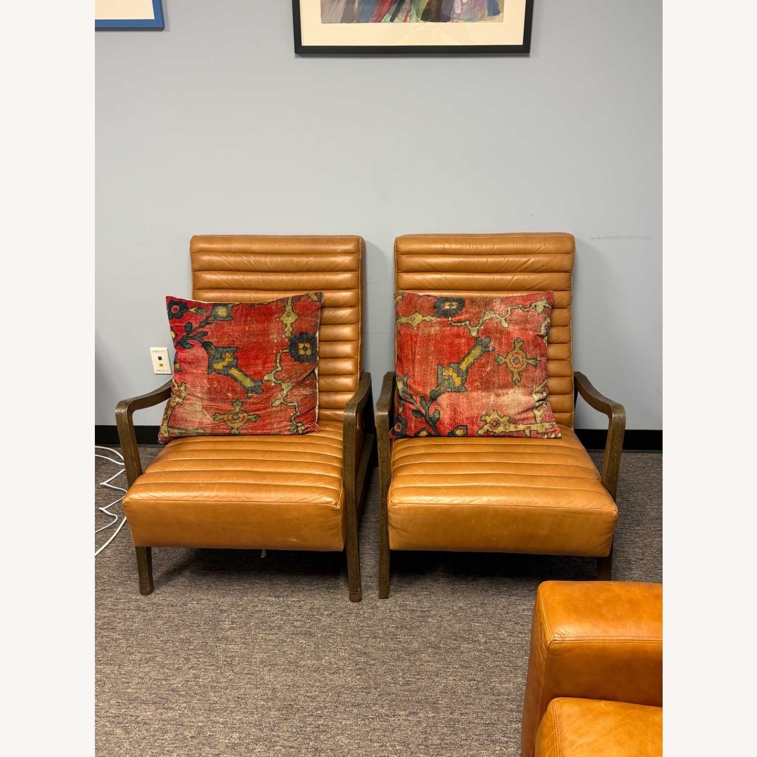 Pottery Barn Light Brown Leather Accent Chairs - image-6