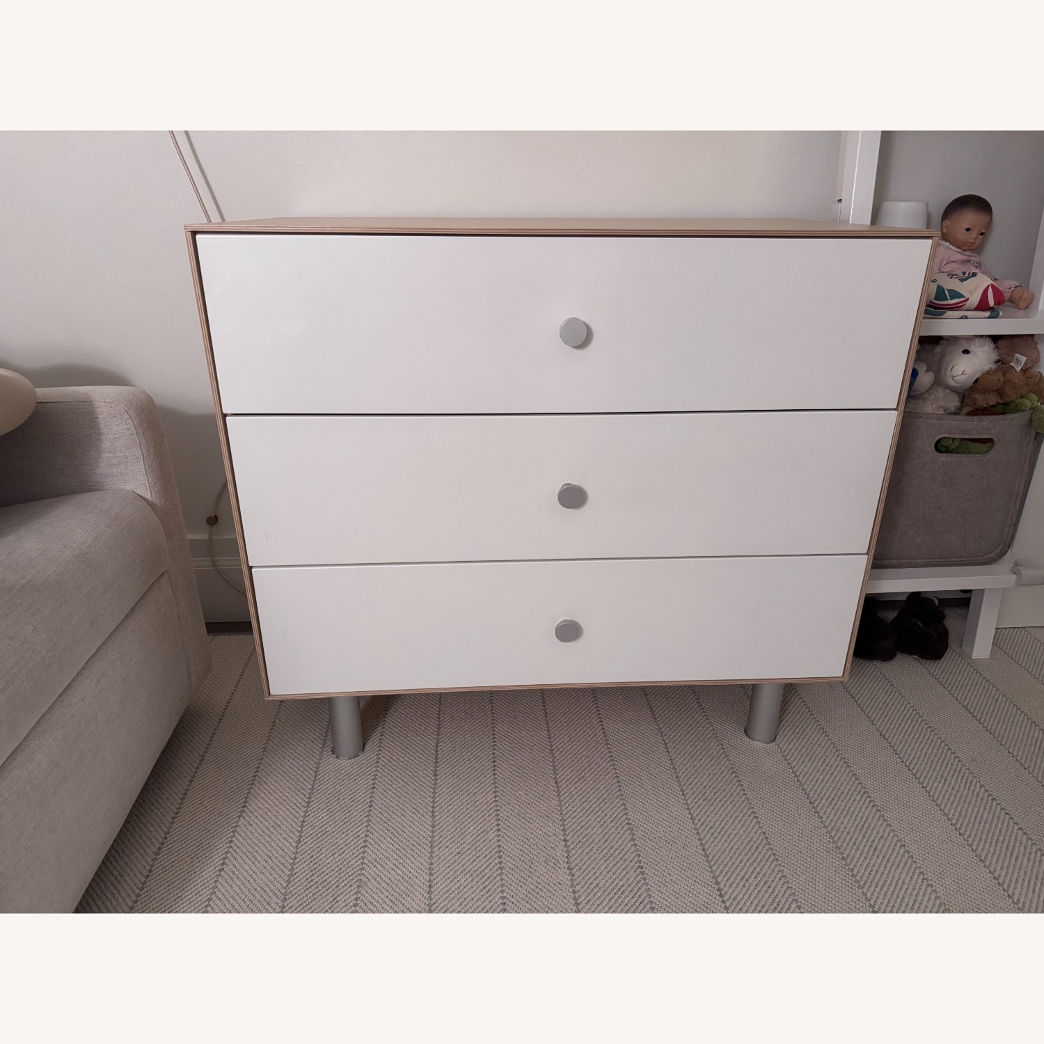 Oeuf Dot 3-Drawer White & Birch Dresser - image-1