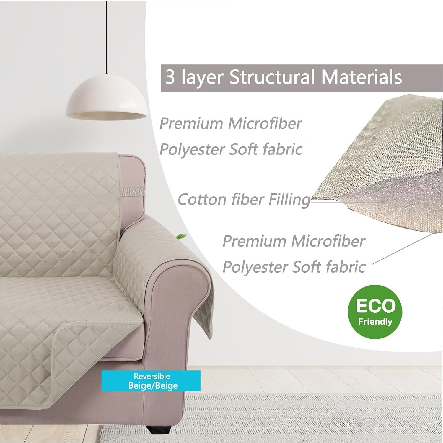 Natural Fabric 3+ Seater Sofa - image-8