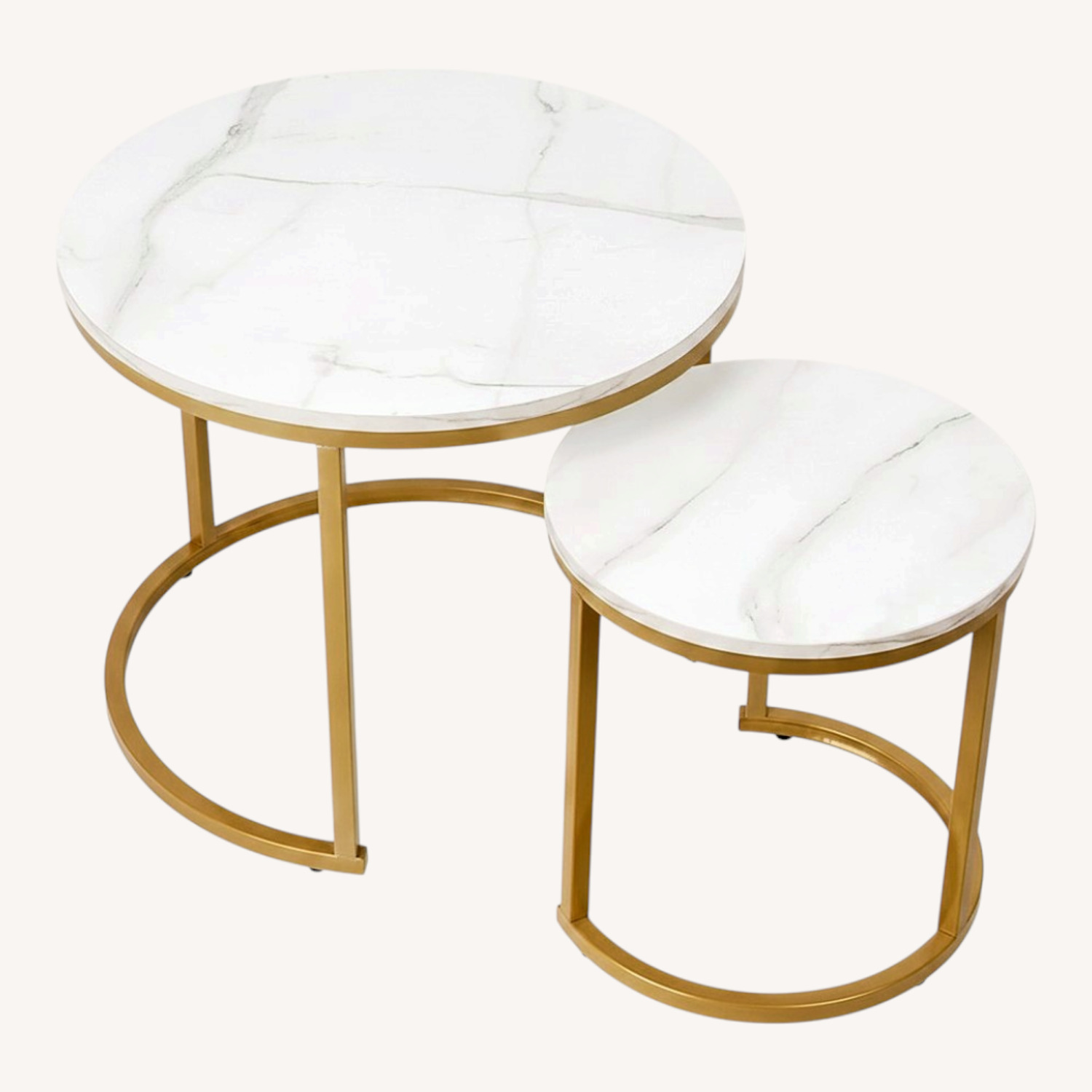 Amazon 2 Stackable White Wood Veneer Coffee Tables - image-0