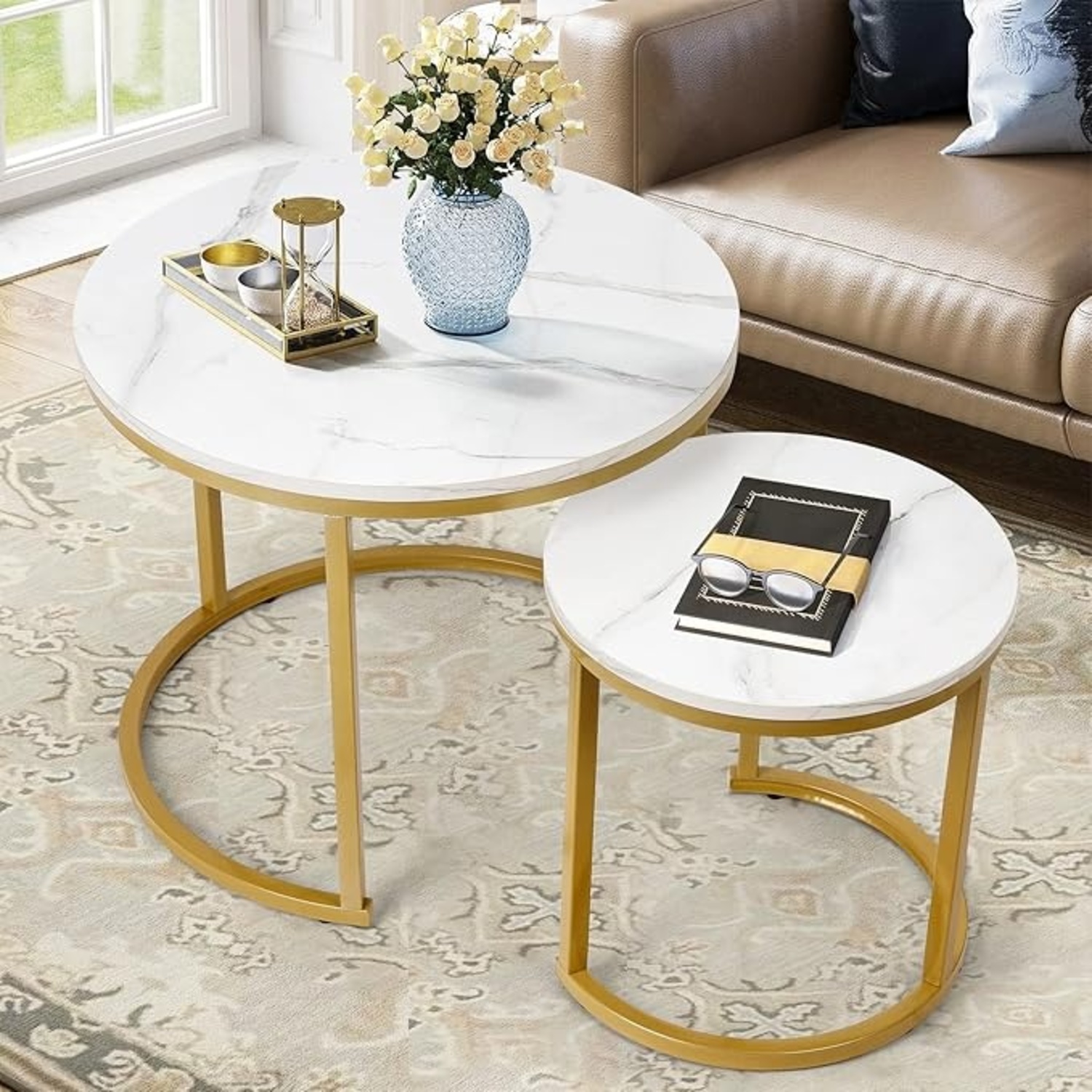 Amazon 2 Stackable White Wood Veneer Coffee Tables - image-8