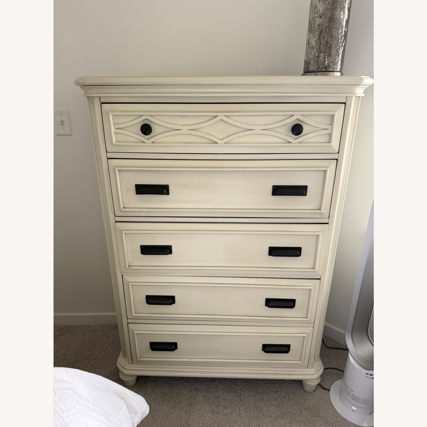 5 Drawer Chest With Flip Top Vanity Mirror - image-1