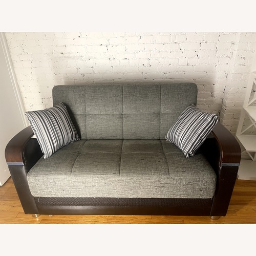 Used Beliani Luna Sleeper Loveseat w Storage & Matching Pillows for sale on AptDeco