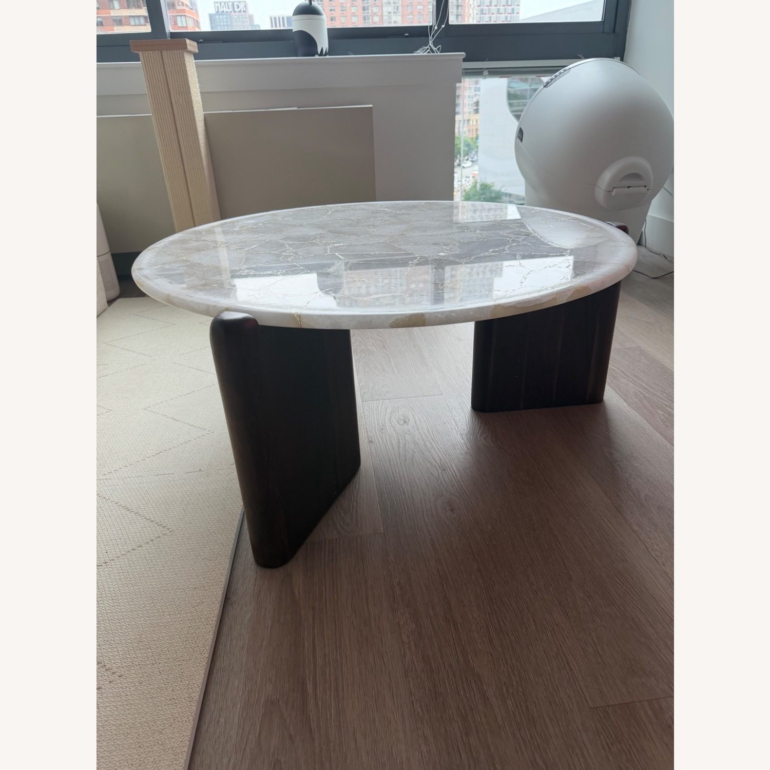 CB2 Quartz and Wood Coffee Table - image-2