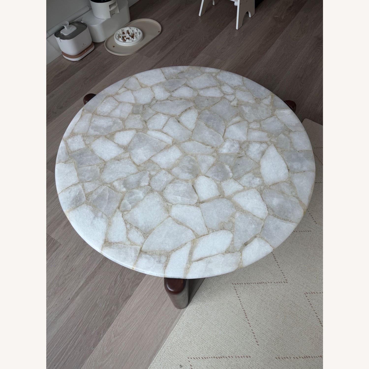 CB2 Quartz and Wood Coffee Table - image-3