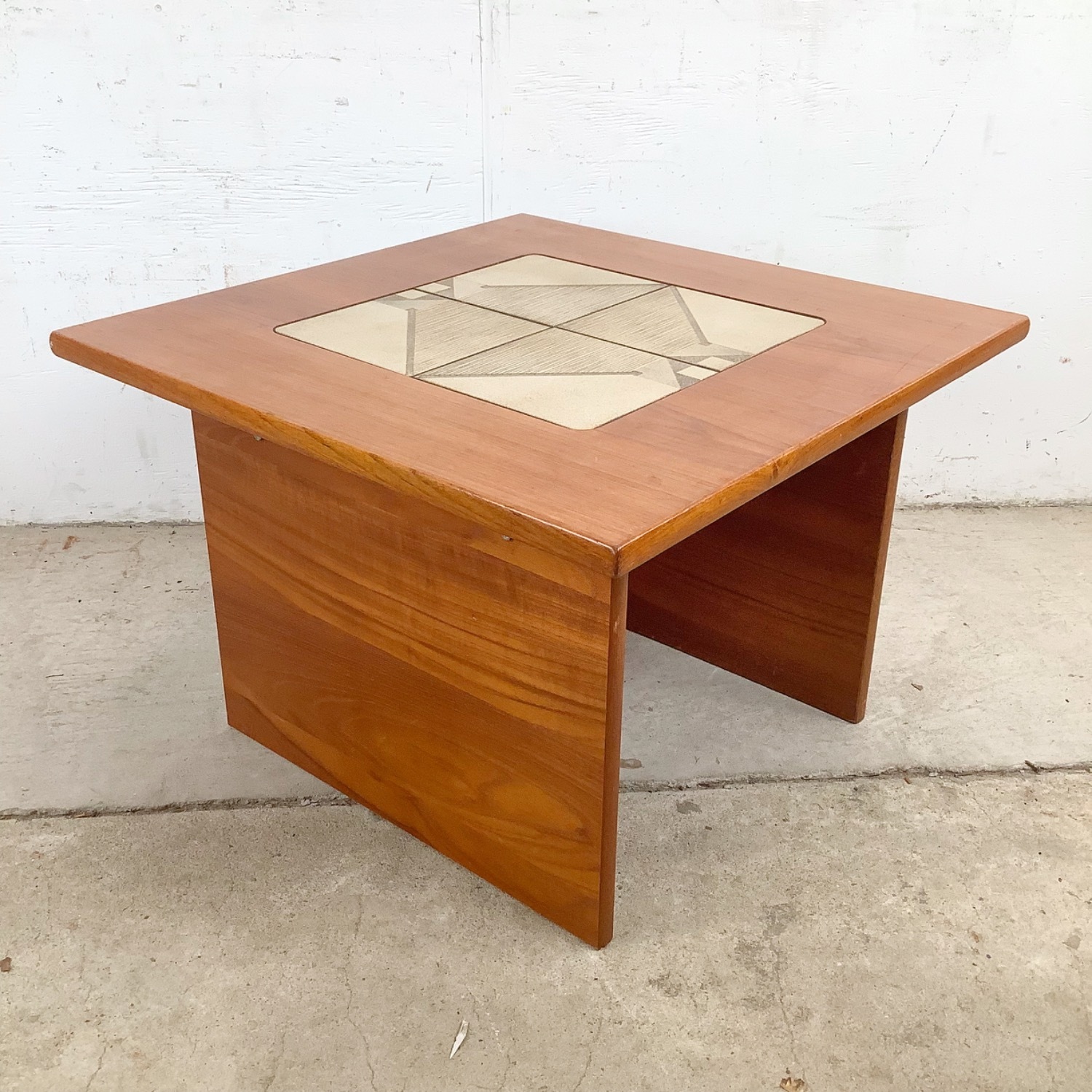  Vintage Danish Modern Teak & Tile Side Table - image-2