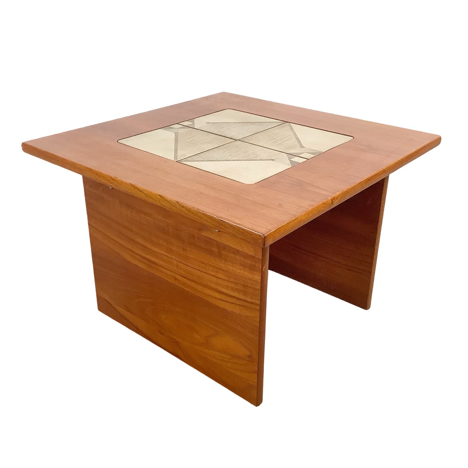  Vintage Danish Modern Teak & Tile Side Table - image-1