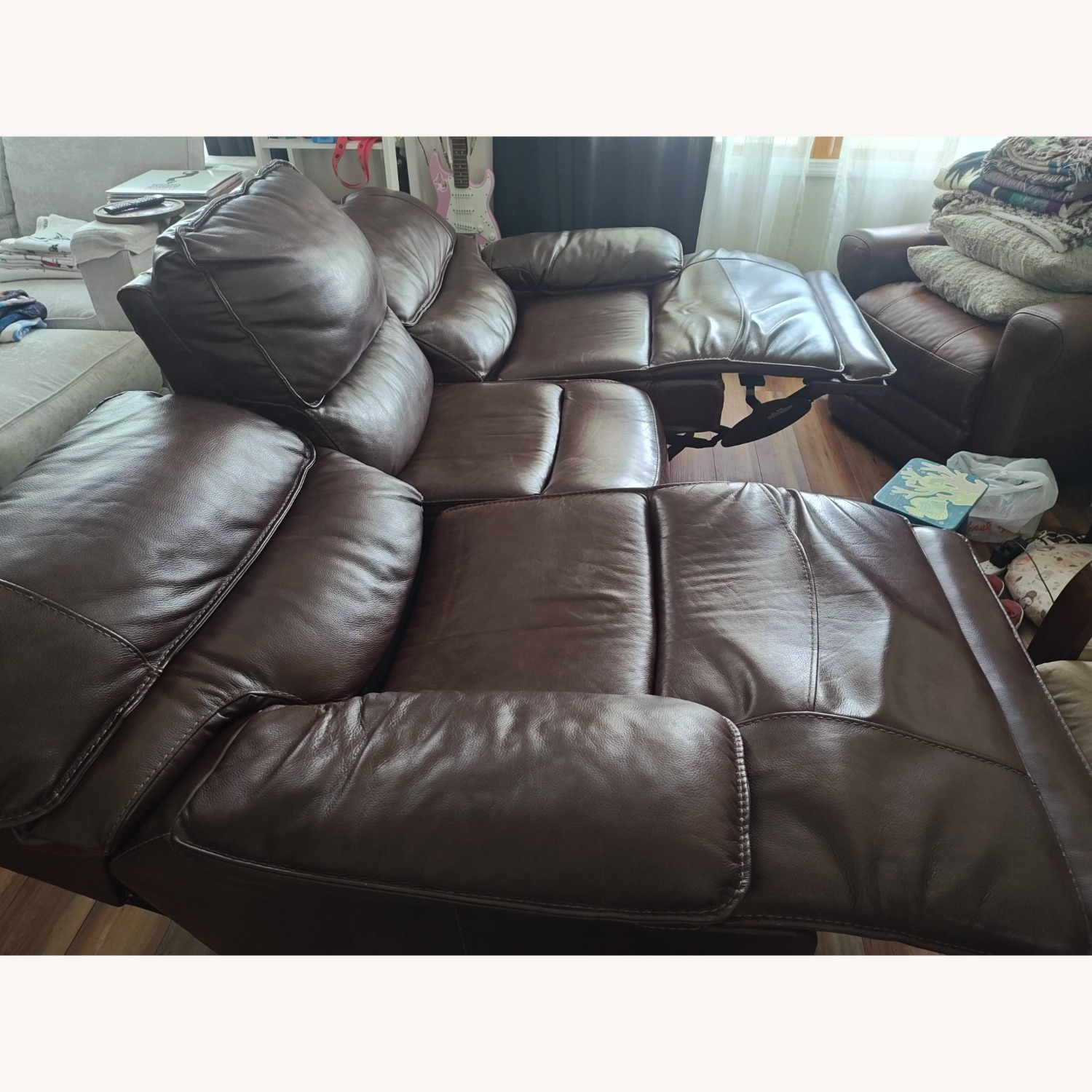 Raymour & Flanigan Dark Brown 3+ Seater Sofa - image-1