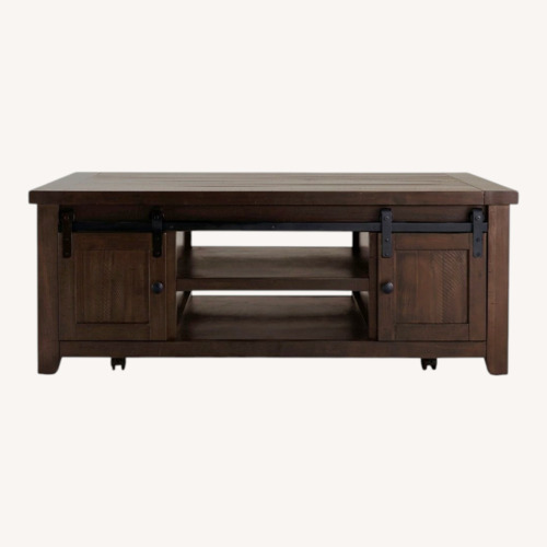 Used Bob's Discount Montana Brown Storage Coffee Table for sale on AptDeco
