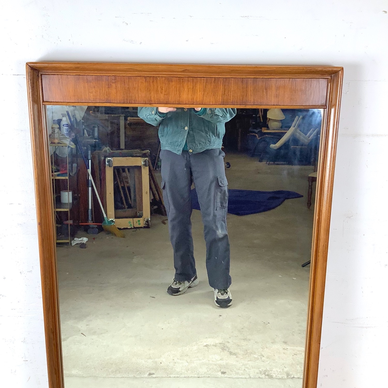 Vintage Walnut & Pecan Mirror Mid-Century - image-4