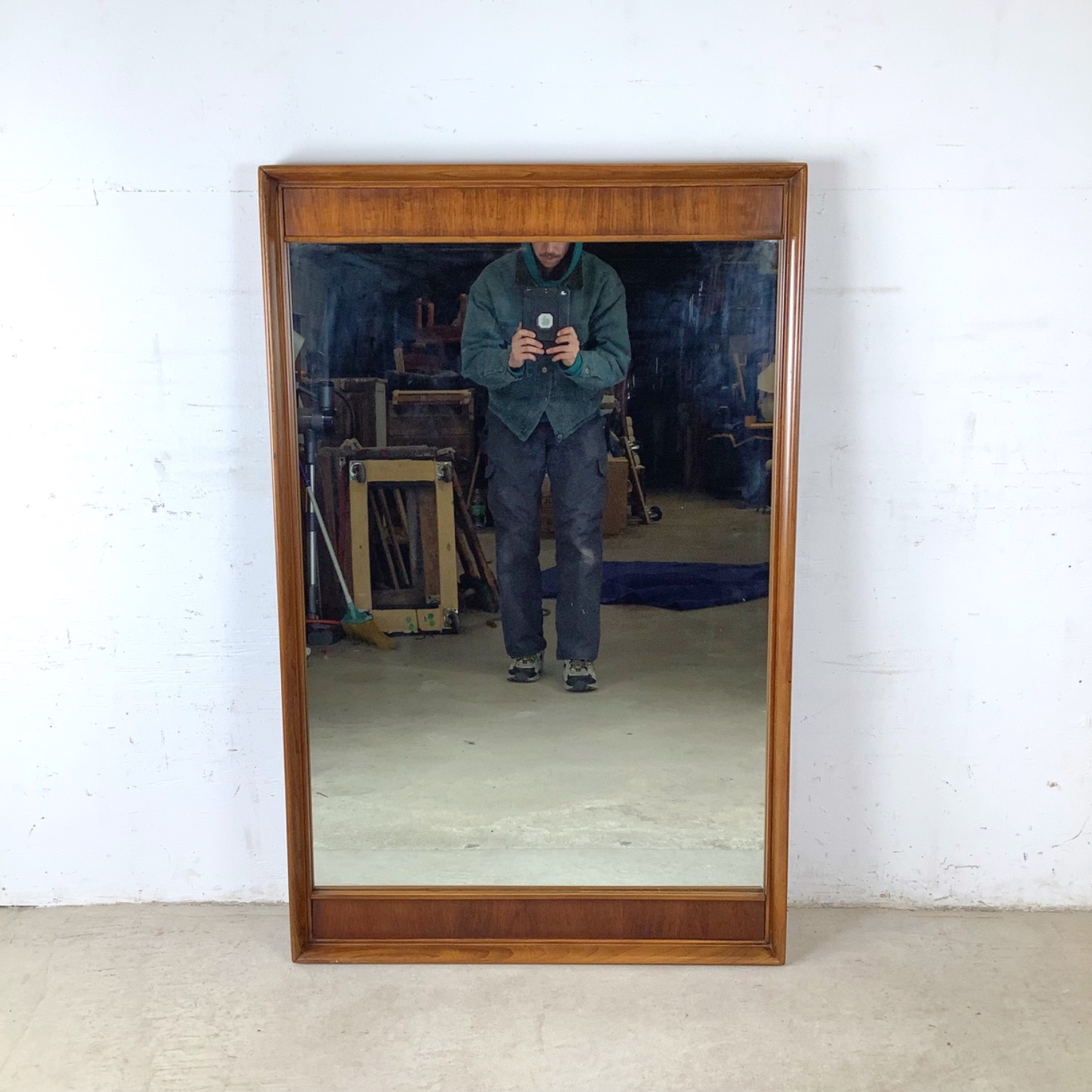 Vintage Walnut & Pecan Mirror Mid-Century - image-3