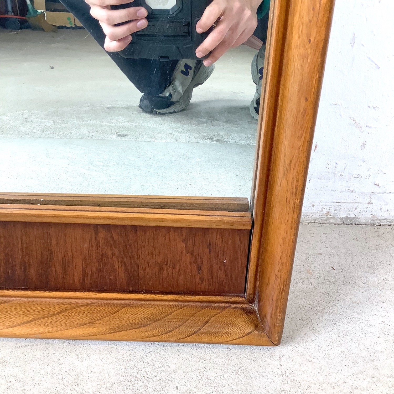Vintage Walnut & Pecan Mirror Mid-Century - image-14