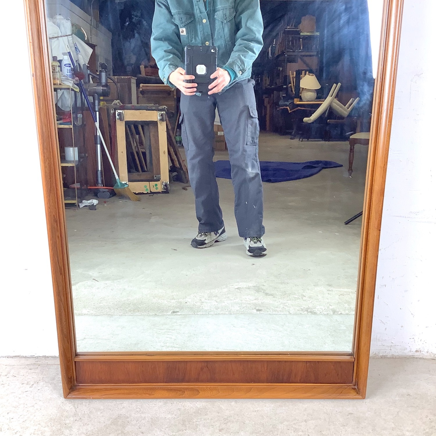 Vintage Walnut & Pecan Mirror Mid-Century - image-5