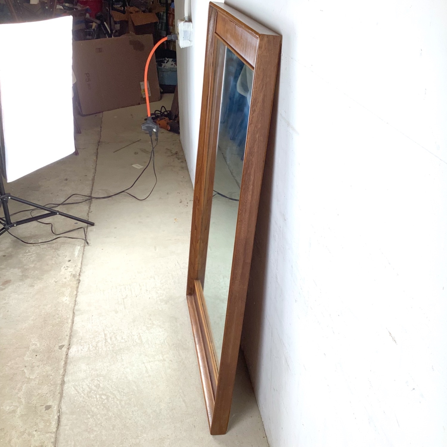 Vintage Walnut & Pecan Mirror Mid-Century - image-12