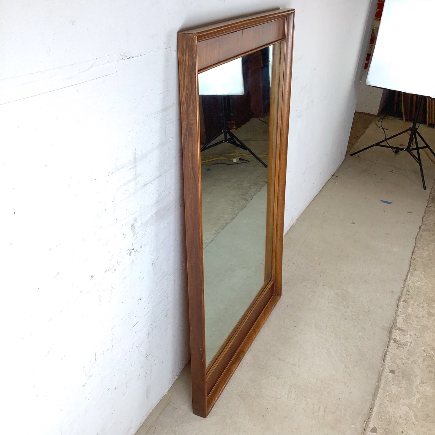 Vintage Walnut & Pecan Mirror Mid-Century - image-10