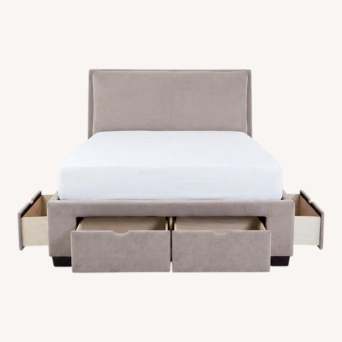 Used Bob's Discount Furniture Light Gray Queen Bed for sale on AptDeco