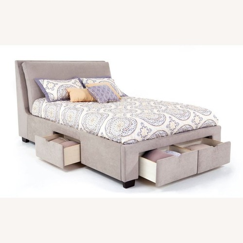 Used Bob's Discount Furniture Light Gray Queen Bed for sale on AptDeco