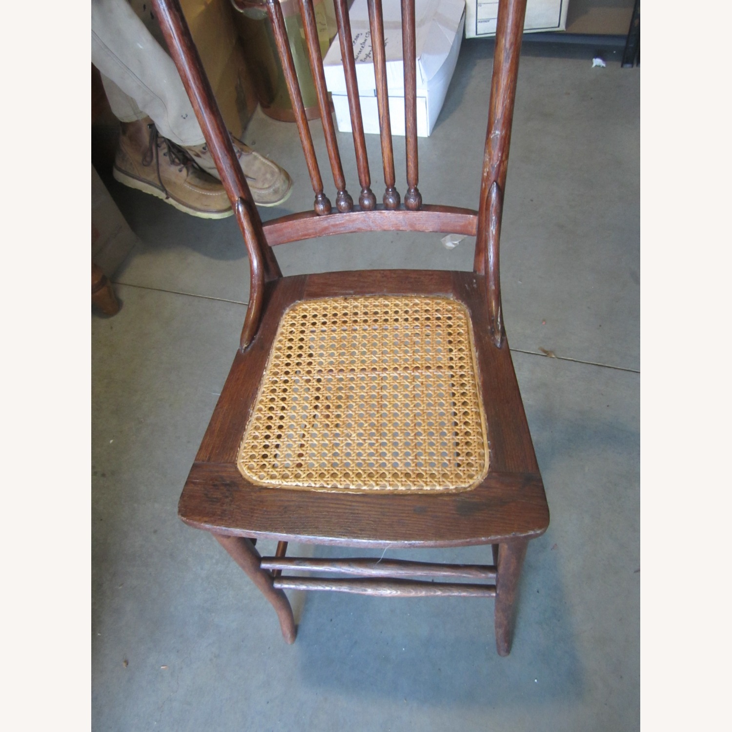 VTG Dark Brown Accent Chair Cane Seat - image-3