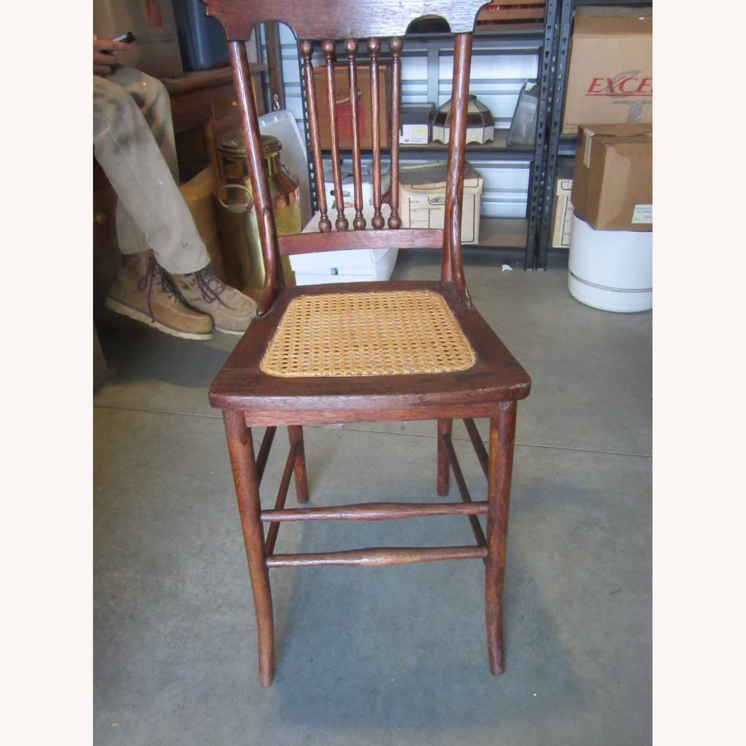 VTG Dark Brown Accent Chair Cane Seat - image-2