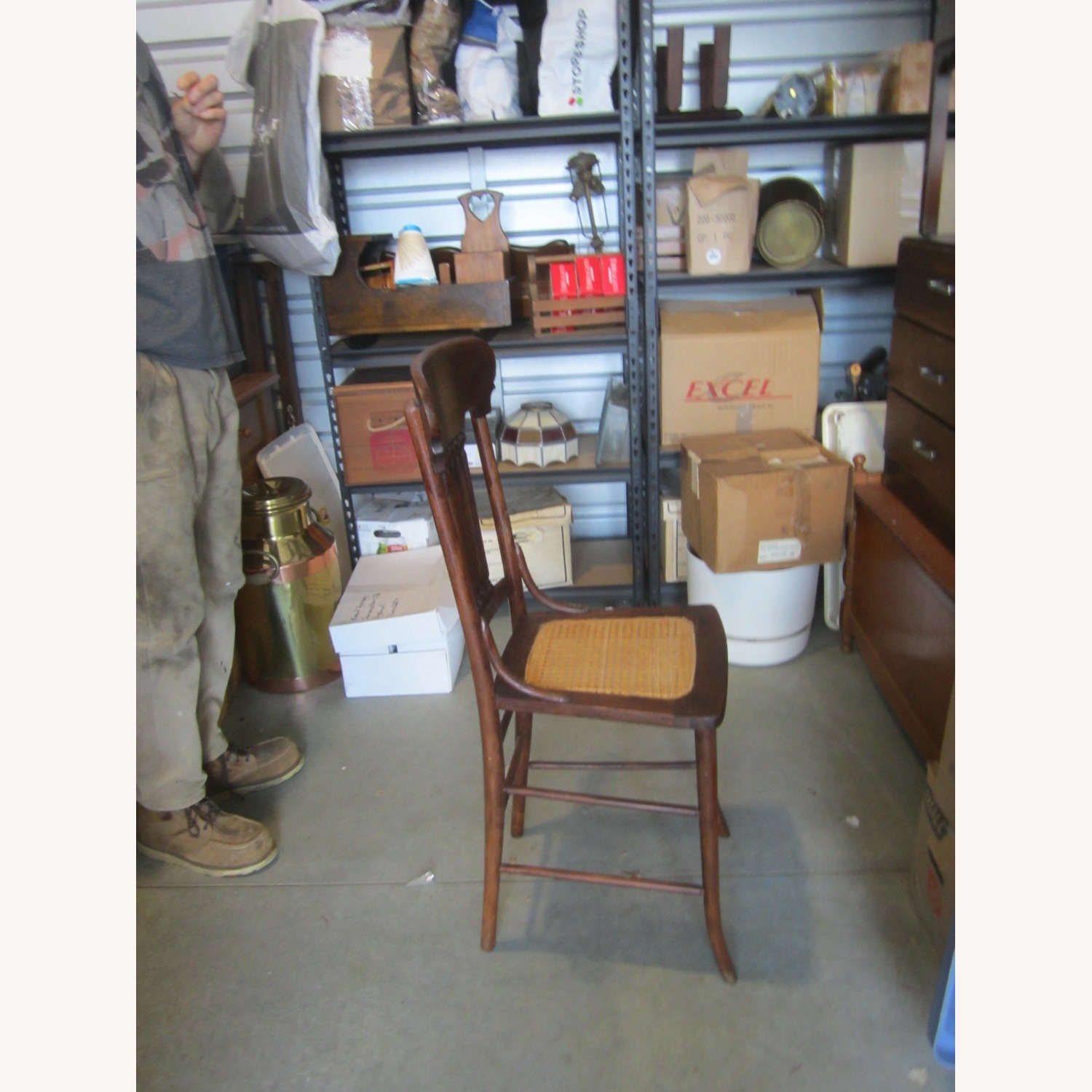 VTG Dark Brown Accent Chair Cane Seat - image-7