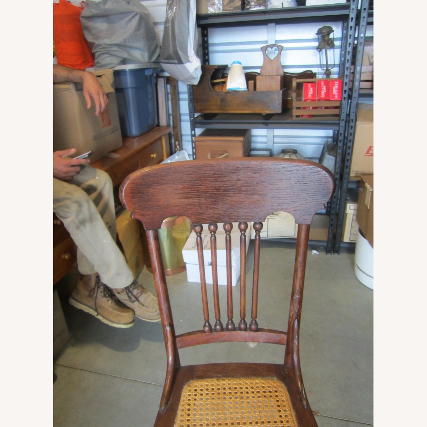 VTG Dark Brown Accent Chair Cane Seat - image-4